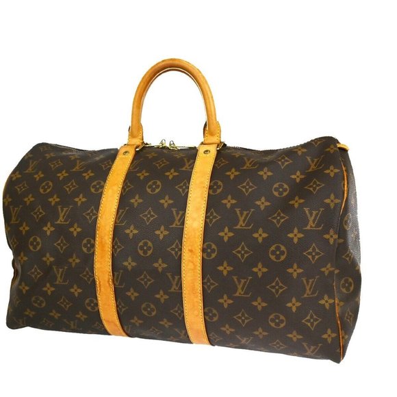 LOUIS VUITTON Keepall 45 Travel Hand Bag Monogram Leather Brown - Picture 1 of 16
